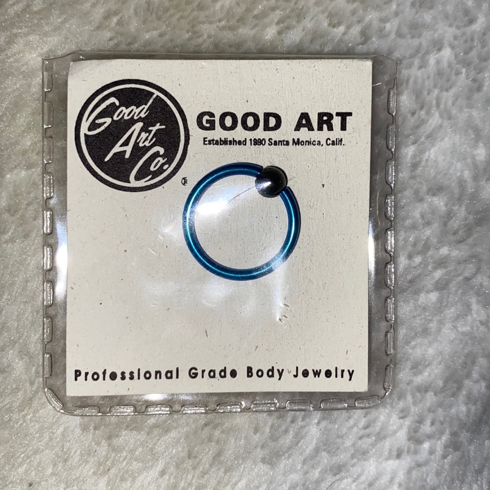 14g Teal Niobium Captive bead ring by Good Art Co.